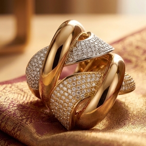14K Intertwined Sculptural Knot <b>Ring</b> Cut Lab Grown Diamond Stackable <b>Gold</b> Band Engagement Anniversary <b>Cocktail</b> Statement <b>Ring</b> - Product Image 3