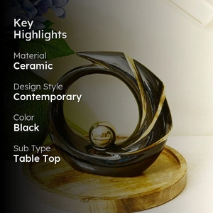 2025 Best Seller 2 tone black gold ceramic <b>elephant</b> statues set of two elegant abstract lucky figurines - Product Image 3