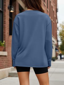 Camiseta Premium de Manga Larga para Mujer, Corte Ajustado Informal, Cuello Redondo, Suave y Cómoda, Camiseta Básica con Logotipo Personalizado, Ropa Urbana a la Moda - Product Image 5