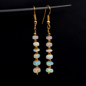 Natural Ethiopian <b>Opal</b> Beads Multi Fire <b>Earrings</b>, 14k Gold Gift For Her - Product Image 2