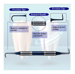 Détartreur dentaire Montana Jack |   Grattoir à dents double extrémité premium en titane bleu |   Poignée creuse ultra-légère réutilisable - Product Image 4