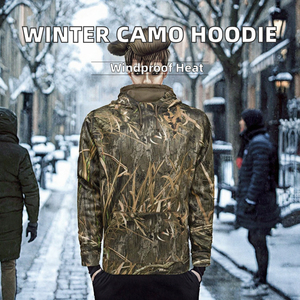 <b>Men</b> Embroidered Camo Hunting Hoodie Long Sleeve Pullover Hooded Sweatshirt Outdoor Tactical Winter Oversized OEM Apparel - Product Image 2