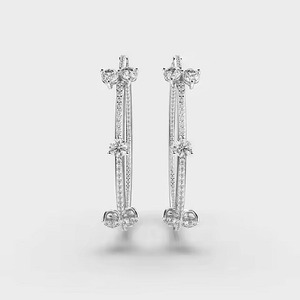 Women's Hoop Earrings in 10k Yellow, <b>Rose</b>, White Gold Moissanite Round Cut Diamond Trendy Jewelry IGI Certified Silver Plated - Product Image 3