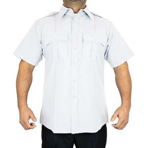 Wholesale First Class Men's 100% Polyester Short Sleeve 4 Hidden Pocket Zipper Uniform Shirt Breathable Fashion Workwear - Product Image 3