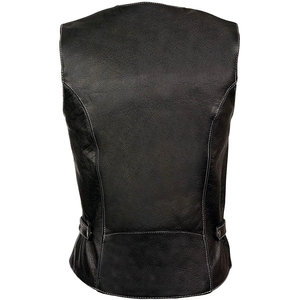 Veste Moto Courte en Cuir d'Agneau Noir pour Femme, Style Perfecto, Col Montant, Sans Manches, avec Logo sur le Devant, en Coton – Grande Vente - Product Image 5