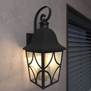 Nero opaco parete esterna lanterna impermeabile parete esterna applique per il portico Garage porta anteriore di illuminazione di vetro trasparente parete di montaggio 1 - Product Image 1