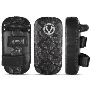 Guantes de Boxeo Venomous Black Viper, Protectores Curvos de Cuero con Cierre de Velcro, Unisex, para Adultos, Artes Marciales, Transpirables - Product Image 1