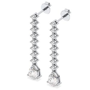 REYES Magnifiques boucles d'oreilles pendantes de luxe en argent sterling 925 et moissanite pour femme, idéales pour les mariages et les fiançailles - Product Image 4