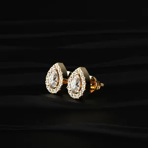 Elegantes Pendientes de Diamantes en Forma de Pera, Regalo de Compromiso y Aniversario, Pendientes de Diamantes Únicos con Claridad VVS-VS - Product Image 4
