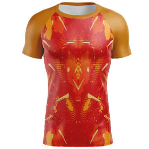 T-shirt de compression en polyester pour la course à pied avec logo personnalisé, vêtements de sport pour hommes, rashguard - Product Image 3