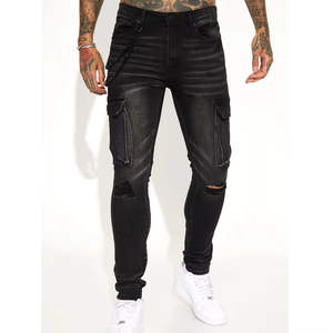 Jeans de Diseñador para Hombre, Corte Slim Fit, al por Mayor, de Alta Calidad, Pantalones Vaqueros Negros Ajustados a la Moda para Hombre - Product Image 2