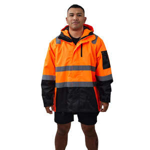 Chaqueta de Seguridad Impermeable con Capucha de Alta Visibilidad para Hombre, con Cinta Reflectante, Diseño Bicolor, Ropa de Trabajo, Chaqueta de Construcción, Venta al Por Mayor, Personalizable - Product Image 4