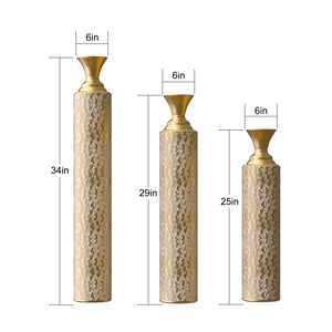 Vasi decorativi in metallo oro ad alta difficoltà vasi centrali con motivi a vite 3 pezzi Set 34 \ "29 \" 25 \ "per la decorazione della casa - Product Image 4