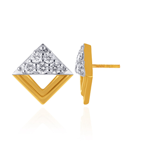 Boucles d'oreilles clous en or 18 carats au design triangulaire moderne avec diamants de laboratoire, bijoux géométriques élégants, boucles d'oreilles minimalistes pour femmes - Product Image 3