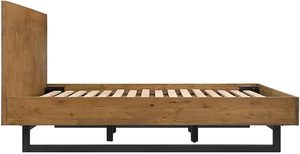 Cama con plataforma tradicional de madera maciza de roble con base de metal duradera en marrón negro para dormitorio - Product Image 2