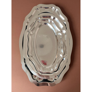 Plateau de service moderne en métal avec poignées, forme ovale décorative, pour thé, café, collations, pour la maison, l'hôtel, la table - Product Image 6