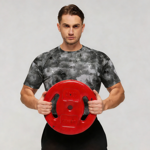 Camiseta Deportiva de Compresión para Hombre, Blanca, de Manga Corta, con Estampado de Letras Rojas, Cuello Redondo, Corte Ajustado - Product Image 6