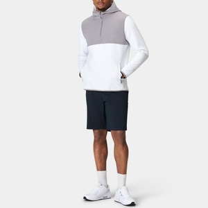 2026 New Men Color Blocking Half Zip Hooded Sweatshirt Regular Fit Fleece Casual Autumn Wear White Gray Pocket Design hoodies - Product Image 3