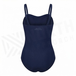 Traje de baño de una pieza para mujer NORTH BEACH, color azul marino, con diseño cruzado en la espalda, fruncido y con torsiones, elástico. - Product Image 2