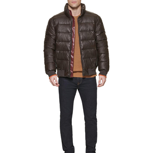 High Quality Customized Sheep Leather Puffer <b>Jacket</b> High Street Style Stand Collar Eco-Friendly <b>Waterproof</b> Unisex Men Front - Product Image 5