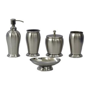 Ensemble de salle de bain en acier inoxydable 7 pièces pour hôtel, ensemble de rangement de salle de bain de luxe de haute qualité en argent - Product Image 2