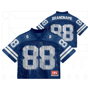เสื้อยืดโอเวอร์ไซส์ผู้ชาย พิมพ์ลายกราฟิก เสื้อเจอร์ซีย์ตาข่ายสำหรับกีฬาฟุตบอล ผลิตตามสั่ง ขายส่ง OEM ผ้าโพลีเอสเตอร์ 100% แบบครอป - Product Image 6