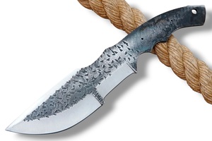 Couteau de traqueur en acier carbone forgé à la main, 10 pouces OAL, lame fixe pleine longueur, pour la chasse et les activités de plein air, kit de fabrication de couteau personnalisé DIY - Product Image 1