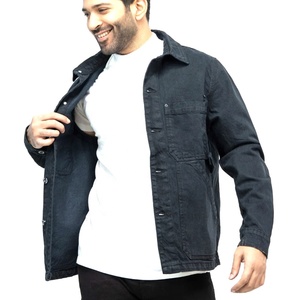 Veste chemise en toile pour homme, décontractée, col rabattu, simple boutonnage, coupe ajustée, couleur unie, vêtement d'extérieur pour l'automne - Product Image 4