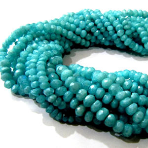 Collier de perles d'opale bleue naturelle facettées, forme ronde, 4-5 mm, 13 pouces de long - Product Image 4