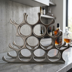 Porte-bouteilles moderne en aluminium style ferme avec motif floral – Organisateur élégant pour bar à domicile, gain de place - Product Image 2