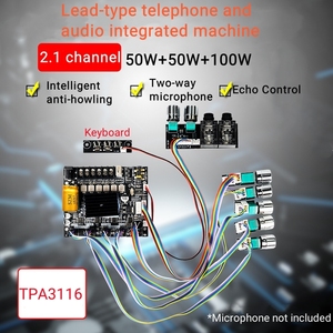 مضخم صوت منزلي عالي الطاقة ، 50 واط + 50 واط + واط ، متعدد المدخلات (بلوتوث/AUX/USB) - Product Image 2