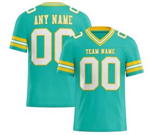 Custom Green American Football Jersey Men's V-Neck Short Sleeve Sublimated Print Team <b>Name</b> 00 Breathable Polyester Apparel - Product Image 4