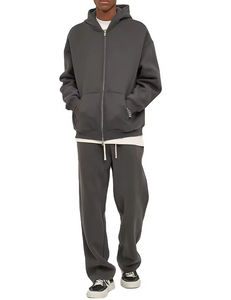 ชุดวอร์มผ้าฟลีซคอตตอนหนานุ่ม ไซส์ XXL คุณภาพสูง แบบ 2 ชิ้น สำหรับทุกเพศ พร้อมลายพิมพ์ OEM เสื้อฮู้ดซิปโอเวอร์ไซส์ กางเกงวอร์มขายาว สำหรับฤดูหนาว - Product Image 6