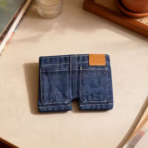 Mini Cartera de Mezclilla, Delgada, Plegable, Porta Tarjetas Unisex, Monedero Compacto, Corto, Estilo Normcore, Mini Cartera de Jeans - Product Image 1