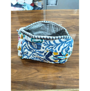 Pochette cosmétique vintage en coton patchwork, petite, avec fermeture éclair, portable, motif floral multicolore, idéale comme cadeau - Product Image 2