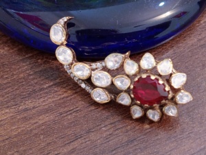 Broche vintage en or et rubis, motif paon, sertie de diamants taille poire, unisexe, luxe, argent 925, mariage, fiançailles, bijoux Amaira - Product Image 6