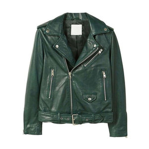 omen Dark Green Leather Jacket Classic Moto Biker <b>Coat</b> Ladies Fashion Slim Fit PU Outerwear Casual Zip Up Streetwear <b>Top</b> - Product Image 6