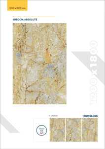 Azulejos de Porcelana de Alto Brillo de 1200x1800mm y 9mm, Aspecto de Mármol Breccia Aurora, Antideslizantes, Resistentes al Desgaste, Pulidos y Vitrificados para Piso y Pared - Product Image 2