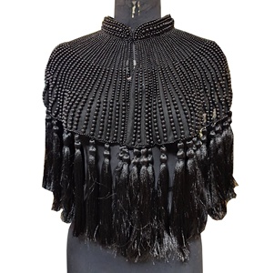 Chic Women's Plus Size Vintage Free Size Designer Ponchos Hand Embroidered Bejeweled Pearls Sequins Festive Party Wear - Product Image 1