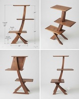 Support de présentation en bois écologique à trois niveaux pour l'affichage et le rangement, design moderne, finition naturelle