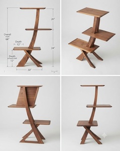 Présentoir à plusieurs niveaux en bois avec trois étages pour l'affichage et le rangement, design moderne, finition naturelle - Product Image 4