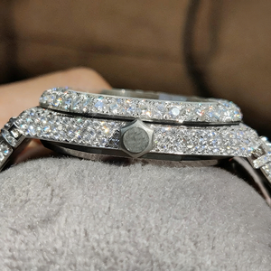 Luxury 40MM Arabic Numrals Dial Bust Down Hip Hop Fully Studded Moissanite Diamond Automatic <b>Watch</b> - Product Image 6