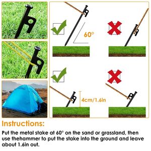 <b>Camping</b> Hammer Tent Stakes & 9.84FT Reflective Ropes Kit Accessories for Hiking Canopy Tent Pegs Mallets for Outdoor Adventures - Product Image 5