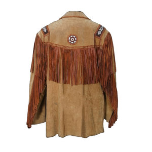 Veste en daim à franges tendance Solid Trader, style western rétro, en cuir de qualité supérieure, matière daim doux - Product Image 4