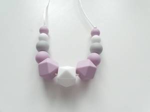 Collier en résine géométrique perlé, rose pastel, blanc, gris, unisexe, bijou fantaisie mignon, cadeau - Product Image 5