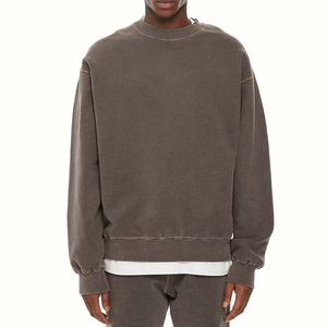 YITE Plain High Quality Cotton Acid Wash Oversized Hoodie Custom Crew Neck Sweatshirt <b>Men</b> Waterproof Breathable Eco-Friendly - Product Image 4