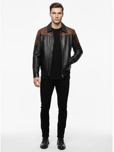 <b>Mens</b> Quilted Black <b>Leather</b> <b>Jacket</b> - Product Image 2