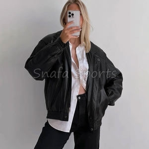 Blousons en cuir oversize de haute qualité pour femmes 2026, en vente en gros avec logo personnalisé - Product Image 3