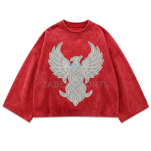 T-shirt vintage personnalisé pour homme, en coton 100% tricoté, délavé à l'acide, coupe oversize, grande taille, manches longues, avec logo imprimé, fabriqué au Pakistan - Product Image 1