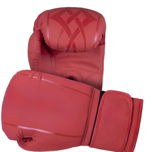 Red PU Boxing Training Gloves With <b>Velcro</b> Closure Breathable Design For Adults 14 Years & Up Unisex Martial Arts Use - Product Image 1